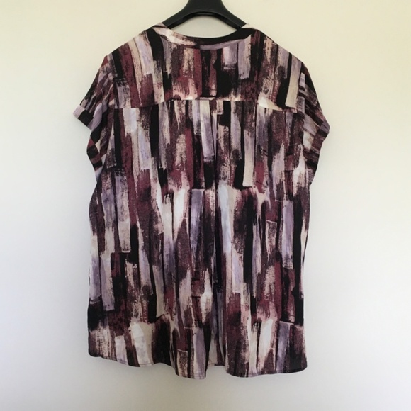 Simply Vera Vera Wang Essential Popover Top Blouse Plus Sz 3X Purple Abstract - Picture 9 of 16
